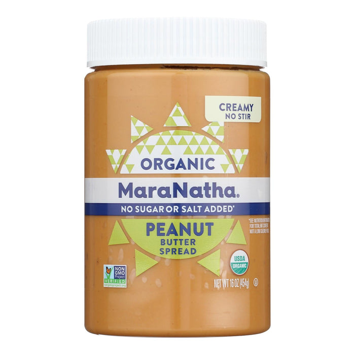 Maranatha Organic Creamy Peanut Butter, No Stir, 16 oz Jars, Pack of 6