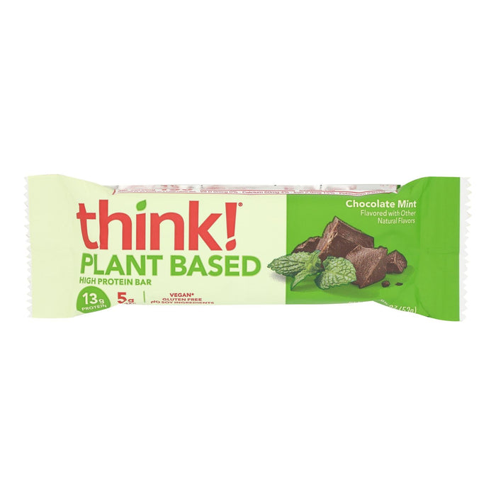 Think! Plant Based Protein Bar, Chocolate Mint, 10 Count - 1.94 Oz Each - Vegan Protein Snack