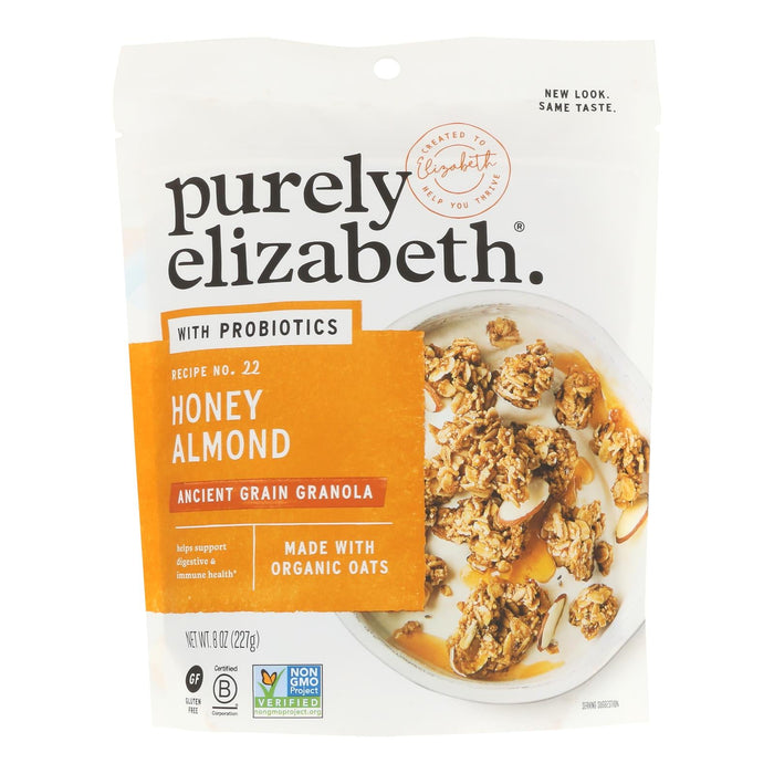 Purely Elizabeth Probiotic Granola - Honey Almond - Pack of 6-8 Oz - Gut Health Snack