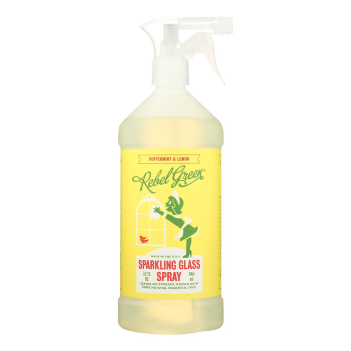 Rebel Green Glass Cleaner Spray, Peppermint Lemon, 4 x 32 Fl Oz - Natural & Streak-Free