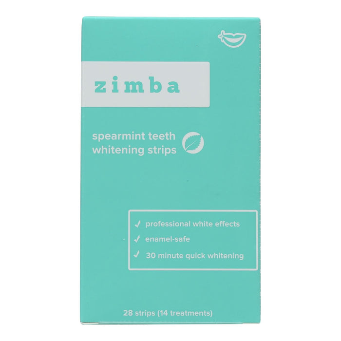 Zimba Teeth Whitening Strips, Spearmint Flavor, 6 Packs of 28 Strips Each