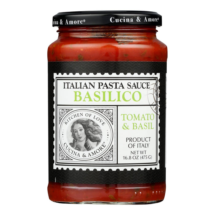 Cucina & Amore Basilico Pasta Sauce - Tomato, Basil & Garlic - 6 x 16.8 Oz - Italian Recipe