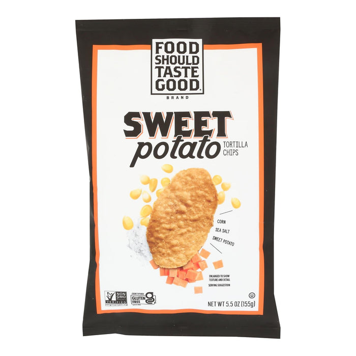 Food Should Taste Good Sweet Potato Tortilla Chips, 5.5 oz Bag (12 Count)