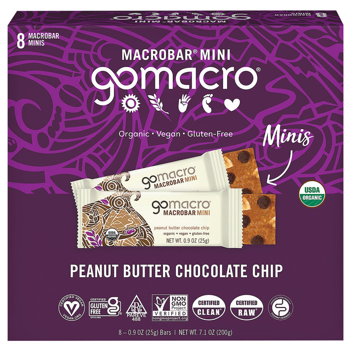 GoMacro Mini Peanut Butter Chocolate Chip Organic Bars - 8 Count - 7.2 Oz