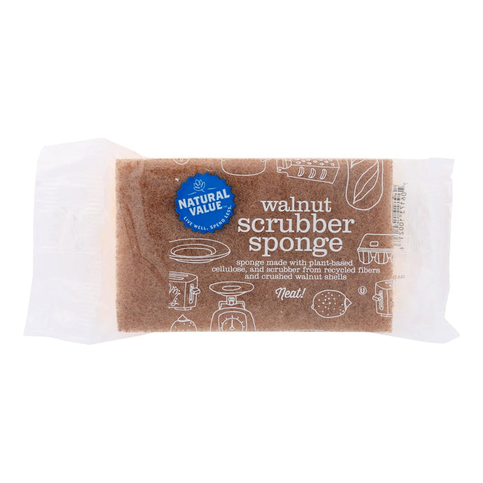 Natural Value Sponge Scrubber with Walnut Shells, Heavy Duty, Pack of 24 (1 Count Each)