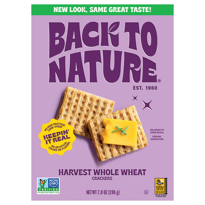 Back To Nature Harvest Whole Wheat Crackers, 7 oz, Pack of 12