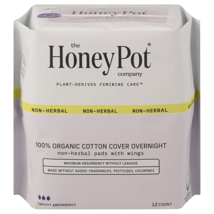 The Honey Pot Overnight Herbal Menstrual Pads - 12 Count, Non-Herbal