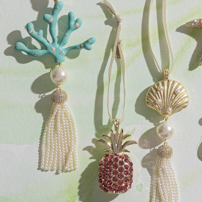 Seashell and pearl tassel hanging ornament