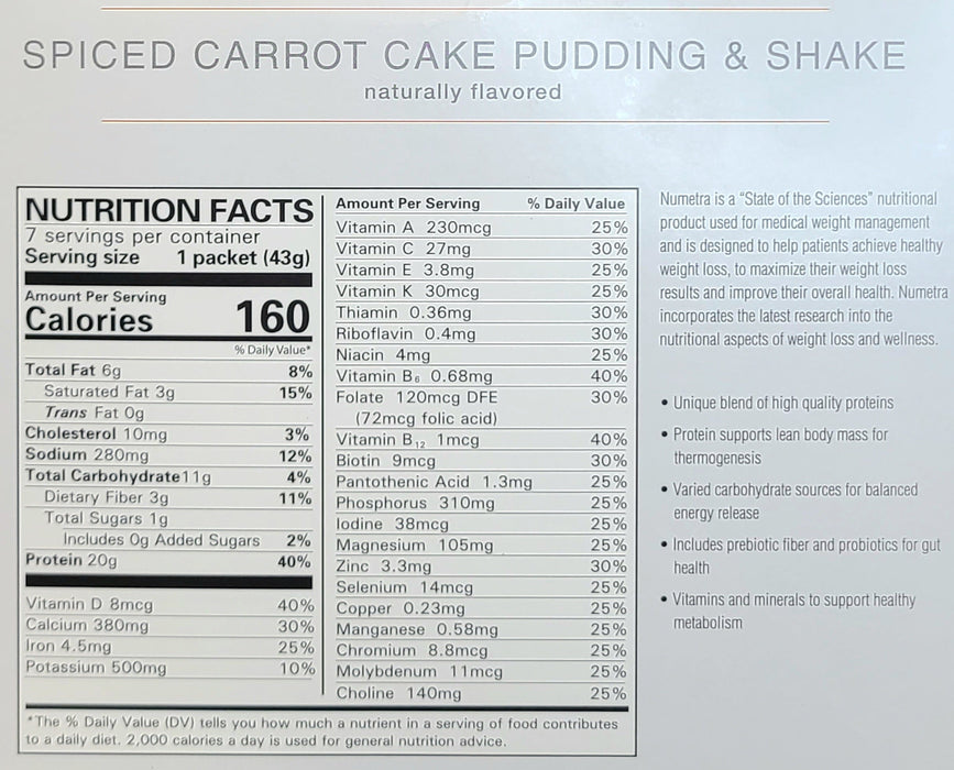 Spiced Carrot Cake Shake - Numetra