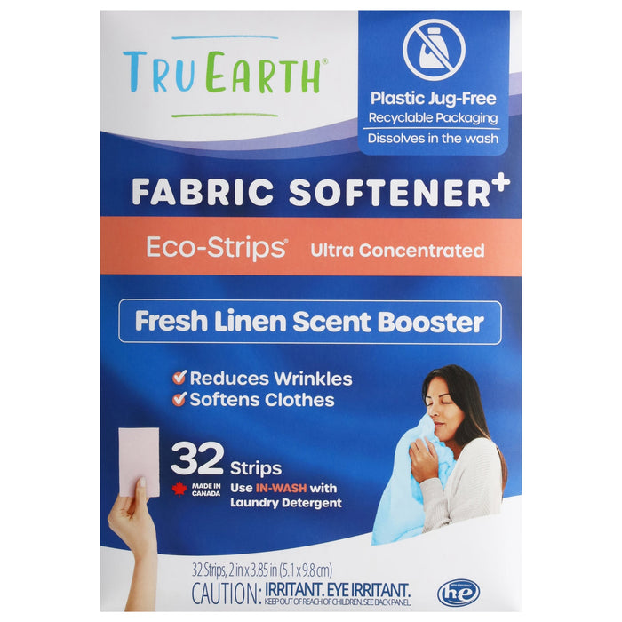 Tru Earth Eco-Strips Fabric Softener - Fresh Linen - Pack of 12 (32 Count )