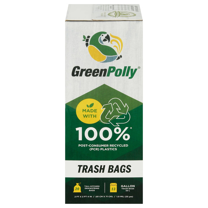 Greenpolly 13 Gallon Tall Kitchen Bags, Blue, 12 Rolls of 20 Count - Strong & Reliable