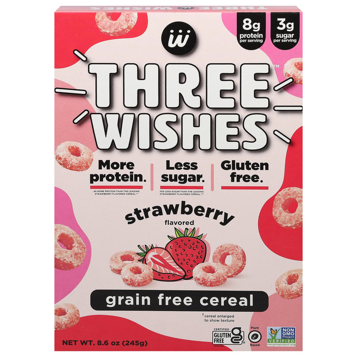 Three Wishes Strawberry Cereal - Grain Free - (Pack of 6) - 8.6 Oz