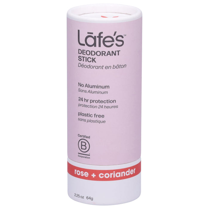 Lafe's Natural Body Care Rose & Coriander Natural Deodorant, Plastic-Free - 2.25 oz