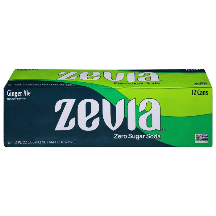 Zevia - Ginger Ale Soda, 12/12 fl oz (Pack of 2) - Zero Sugar