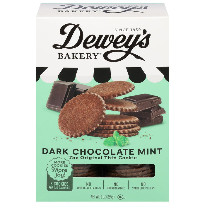 Dewey's Bakery Cookie Thins, Chocolate Mint, 6- 9 oz