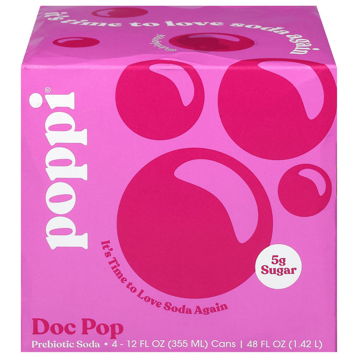Poppi Prebiotic Soda, Doc Pop 4/12 fl oz (6 Pack) - Healthy Soda Alternative
