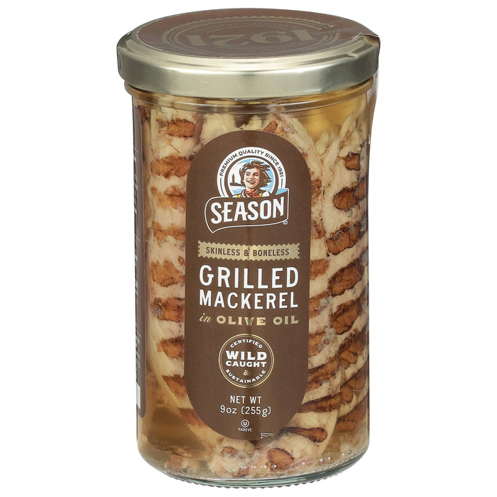 Season Brand Grilled Mackerel Fillets in Olive Oil, Boneless, 9.17 oz , Pack of 12