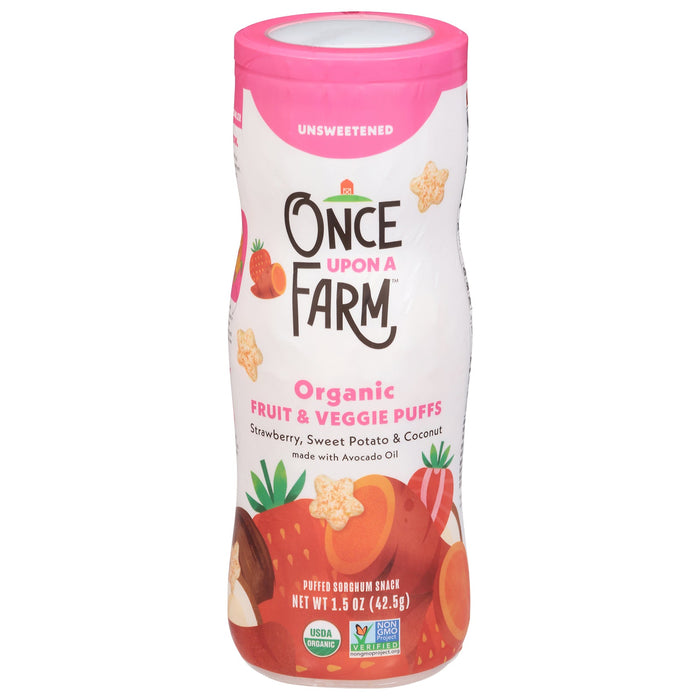 Once Upon A Farm Organic Puffs - Strawberry, Sweet Potato & Coconut - 6 x 1.5oz Pouches