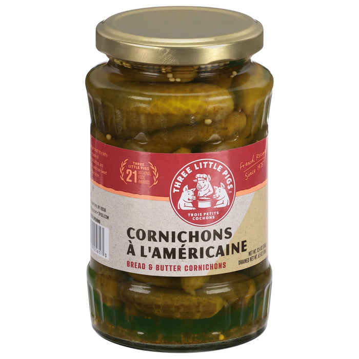 Trois Petits Cochons Cornichons - Classic French Gherkins - Pack of 12-12.4 Oz