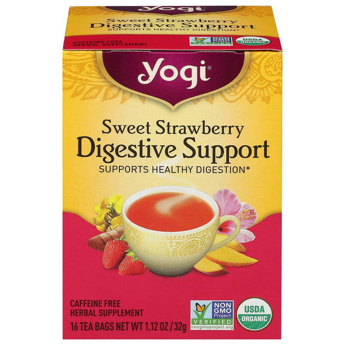 Yogi Tea Sweet Strawberry Digestive Herbal Tea, 16 Bags (Pack of 6)