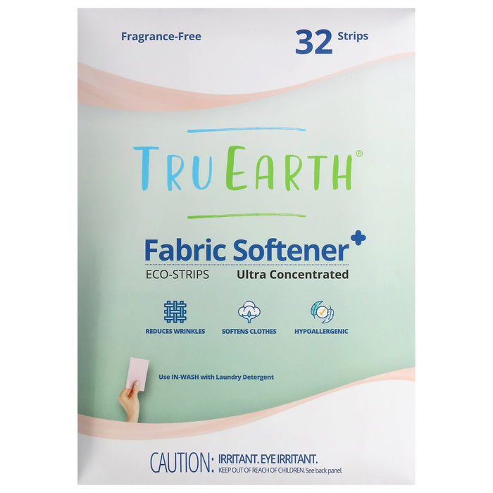 Tru Earth Fragrance-Free Fabric Softener Eco-Strips - Pack of 12 (32 Count Each)