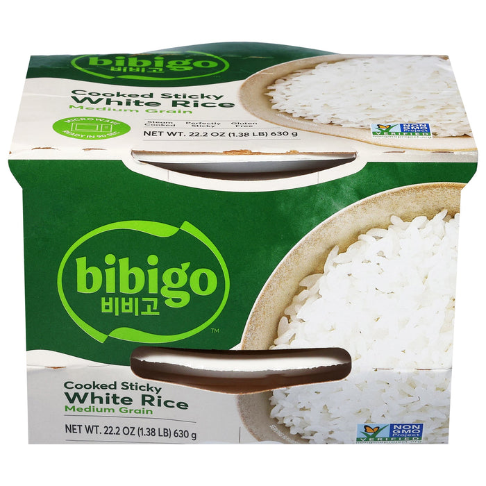 Bibigo Sticky White Rice, Cooked, 3pk - Pack of 6 (22.2 Oz Pouches)