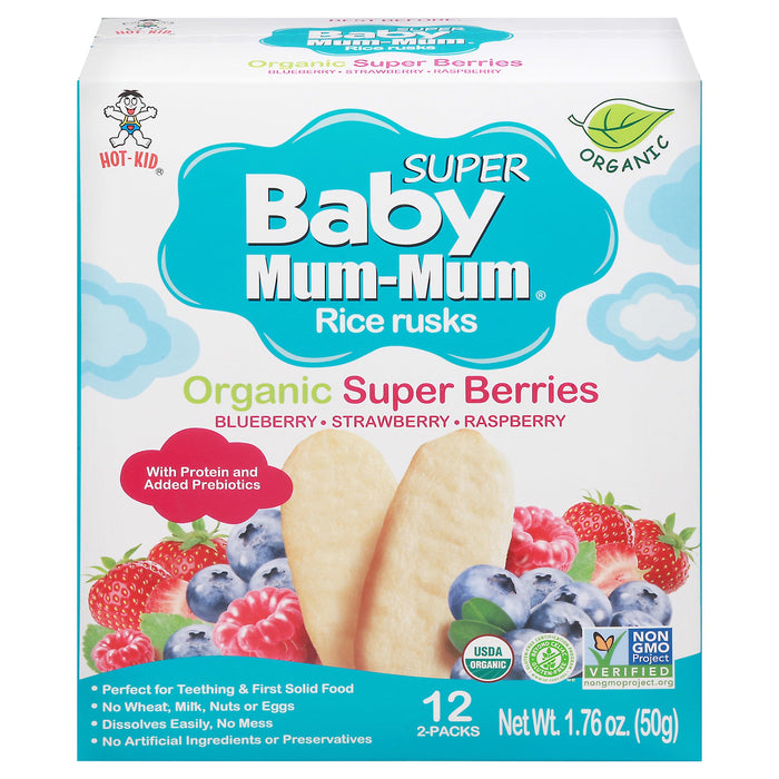 Hot Kid Bby Mummum Original Rice Rusks for Babies 12-Count Box - 1.76 oz (Pack of 6)