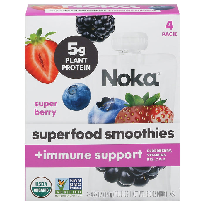 Noka Superfood Smoothie, Organic Berry Blend (Pack of 6 - 4 Pack)