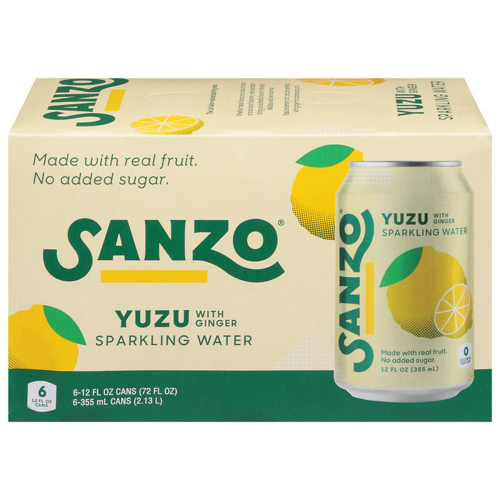 Sanzo Sparkling Yuzu Water, 4 Packs of 6 (12 fl oz )