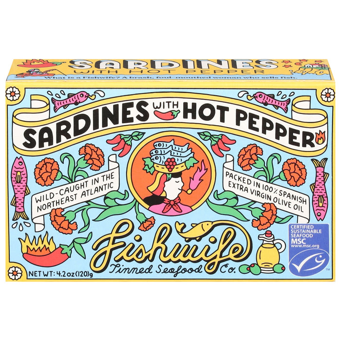 Fishwife Sardines in Hot Pepper, 12-Pack - 4.2 oz