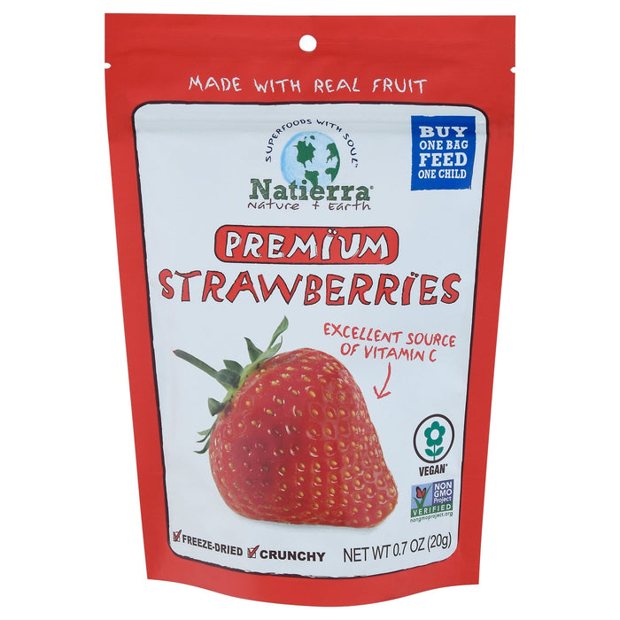 Natierra Freeze-Dried Strawberries - 0.7 oz Single-Serve Pouches (Pack of 8)