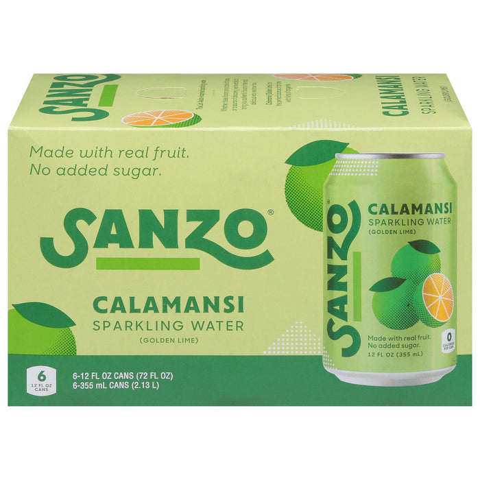 Sanzo Calamansi Sparkling Water (4 Packs of 6 ) - Low Sugar Asian-Inspired Flavor