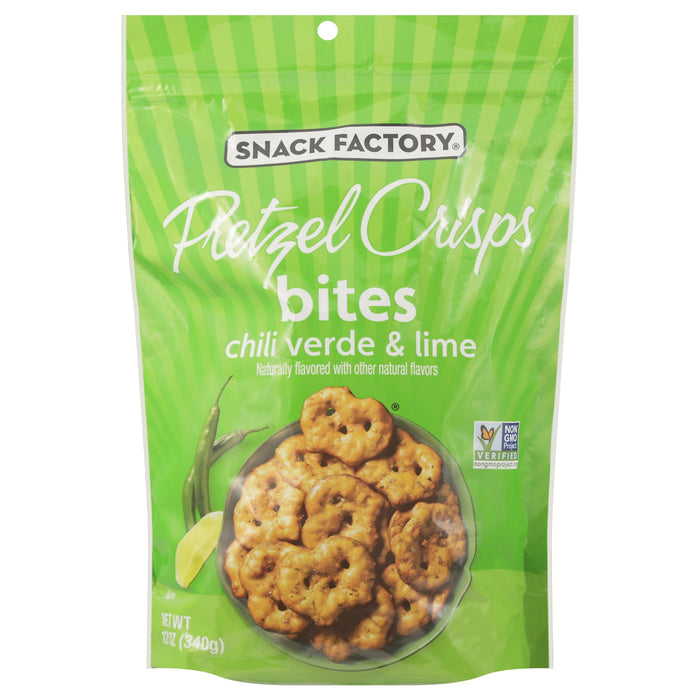 Pretzel Crisps Bites Chili Verde Lime (Pack of 12) - 12 oz Bags