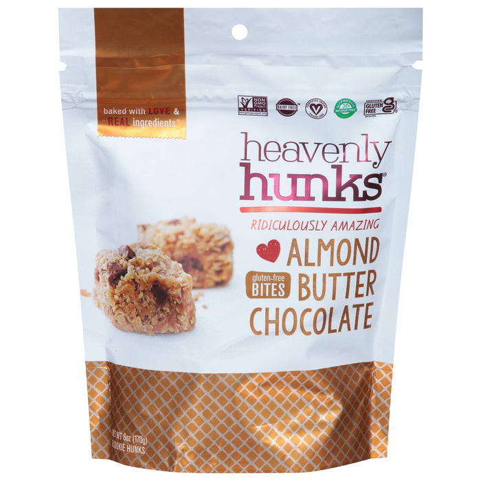 Heavenly Hunks Almond Butter Chocolate Chip Cookie Bites - 6 oz Bags (Pack of 6)