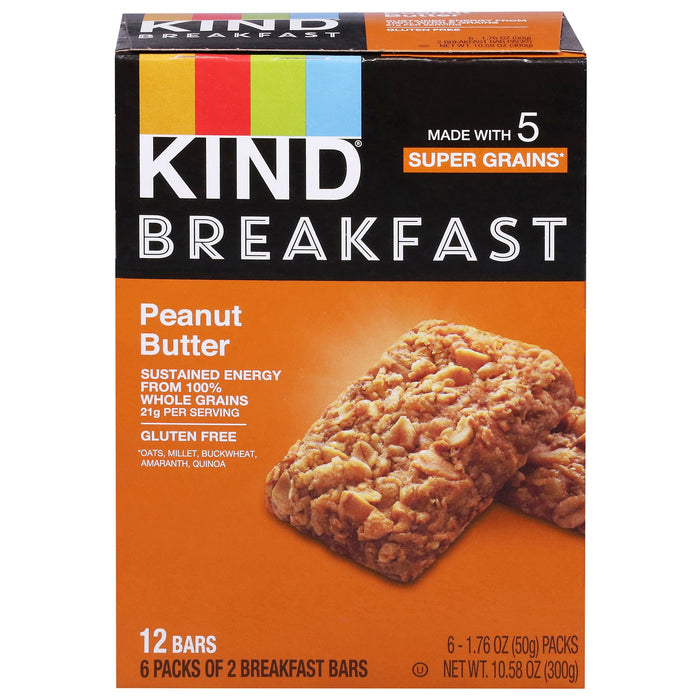 Kind Breakfast Bar, Peanut Butter, 5 Packs of 6 Bars (1.76 oz Each)