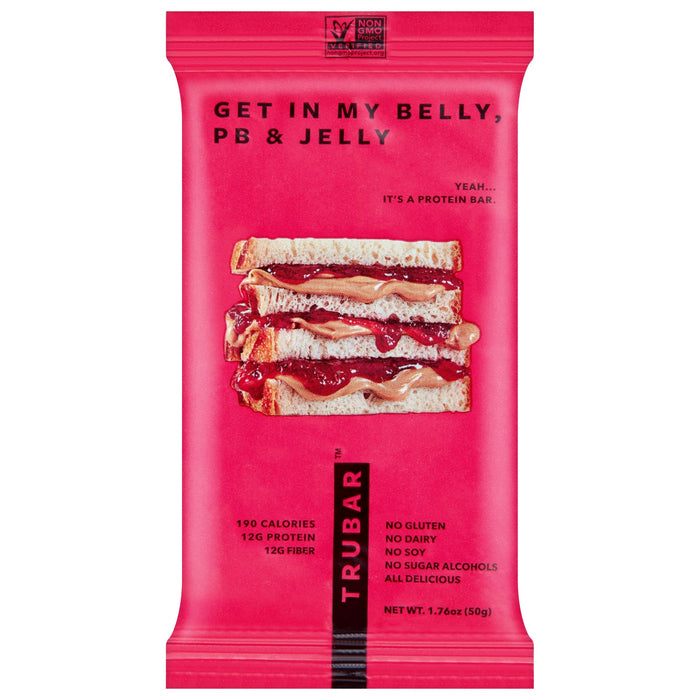Trubar Get In My Belly PB&J Protein Bar - 12 x 1.76 Oz