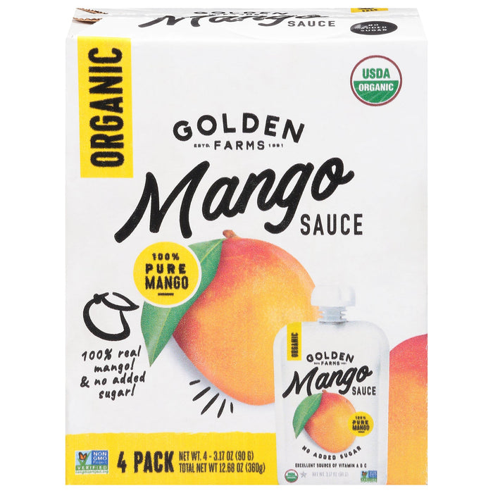 Golden Farms Mango Organic Sauce - Pack of 6-4/3.17 Z - Tropical Fruit Flavor