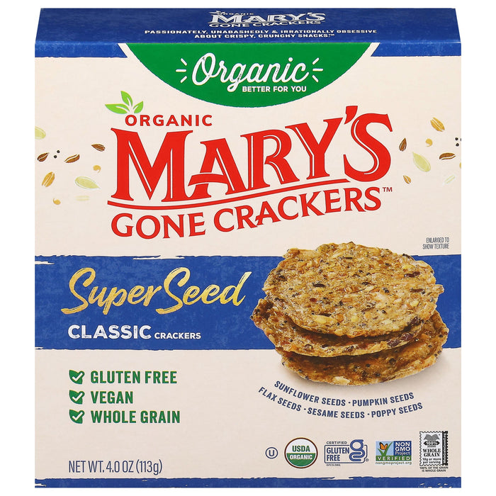 Mary's Gone Crackers Original Seed Crackers - 4 oz. (6-Pack) - Organic, Gluten-Free Classic Snack