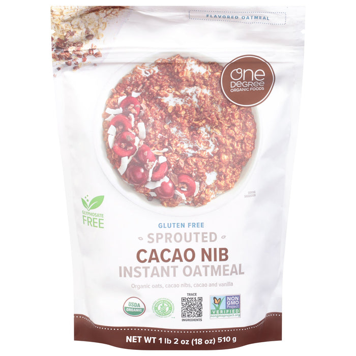 One Degree Organic Foods Sprouted Oatmeal Cacao Nib - 18 oz - (6 Pack)