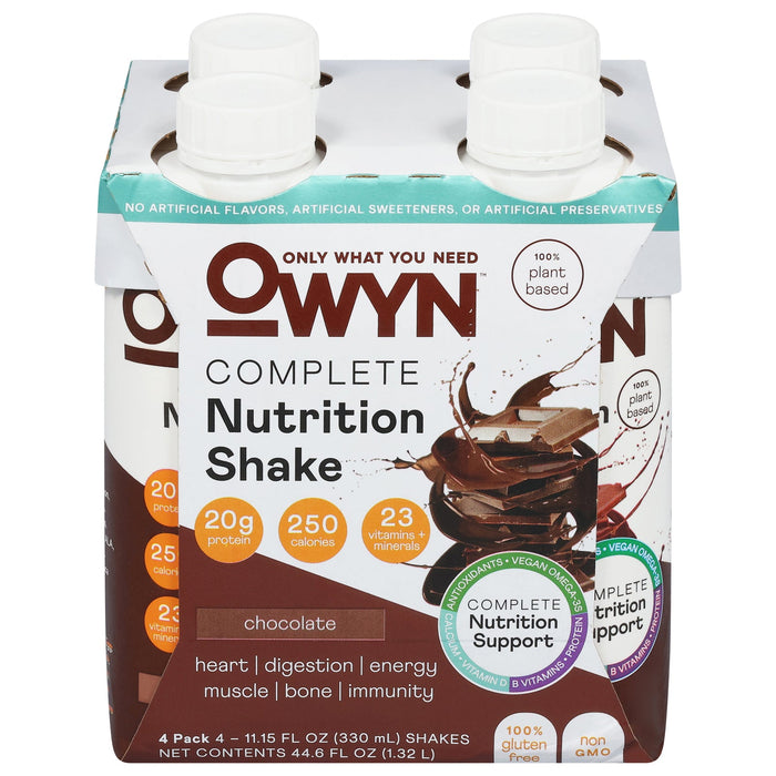 Owyn Only What You Need Meal Replacement Chocolate Plant-Based Protein Shake, 3-Pack, 11.15 oz Each