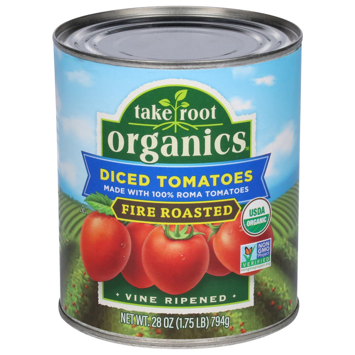 Take Root Organics Tom Organic Fire Roasted Diced Tomatoes - Pack of 6-28 oz