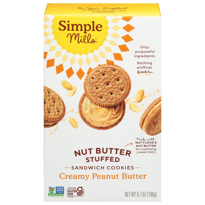 Simple Mills Sandwich Cookies - Creamy Peanut Butter - 8 Packs of 6.7 Oz