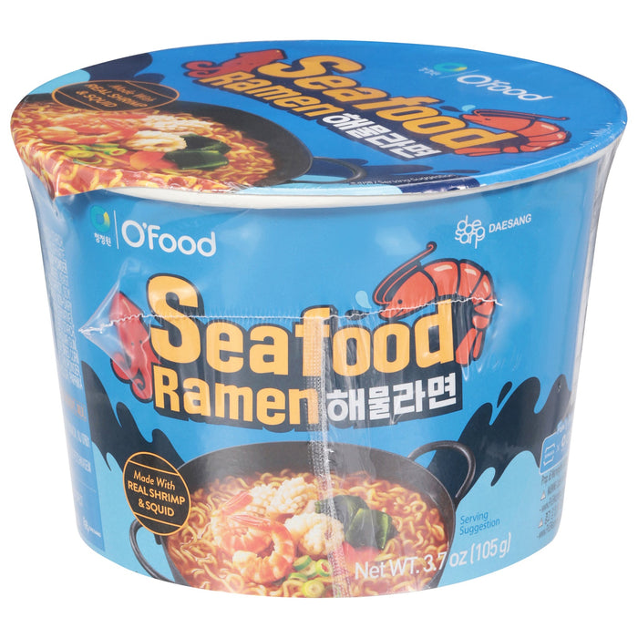 O'food Seafood Ramen Noodle Soup - 3.7 oz Single Packs (Pack of 6)