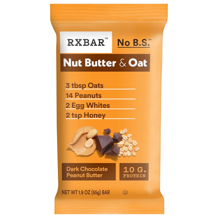 RXBAR - Peanut Butter Dark Chocolate Oatmeal Bar - 1.9 oz - 12 Count