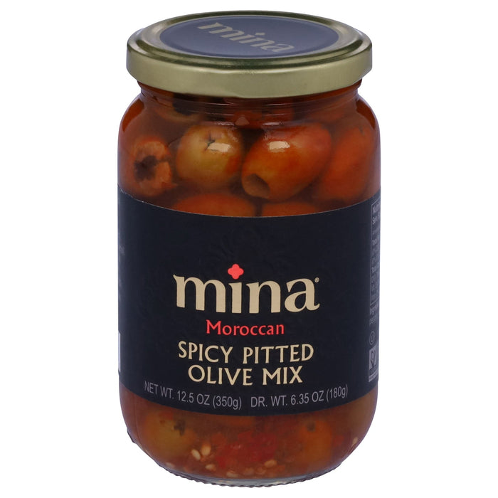 Mina Spicy Pitted Olive Mix - Pack of 6 (12.5 Oz Each)
