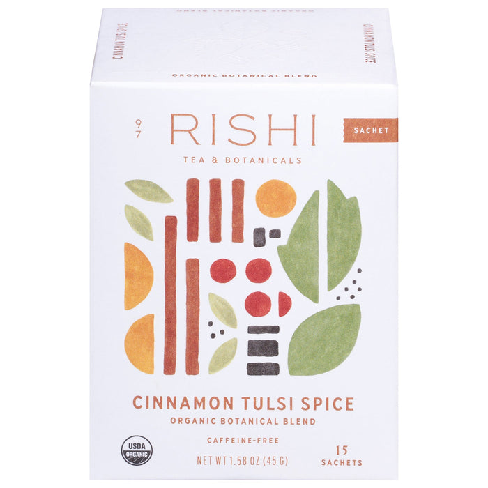 Rishi Tea Organic Cinnamon Tulsi Spice, 15 Count Tea Bags (Pack of 6)