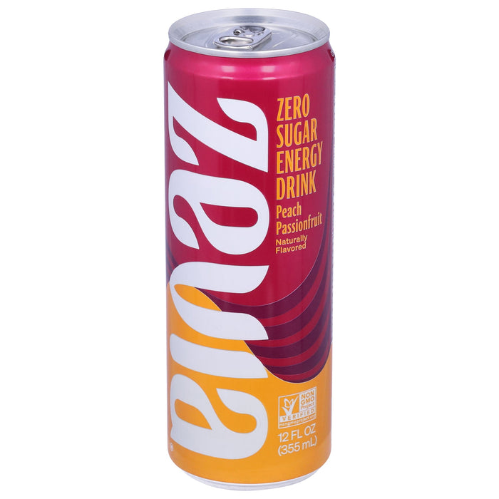 Zevia Energy Drink - Peach Passionfruit - 12