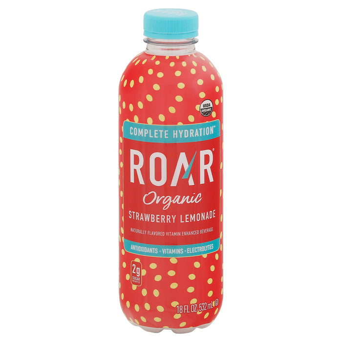 Roar Organic Strawberry Lemonade Electrolyte Beverage, 12 x 18 fl oz