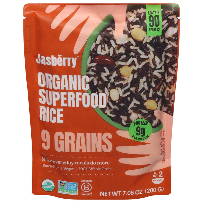 Jasberry Organic 9 Grains Sprouted Rice - 7.05 oz, Pack of 6
