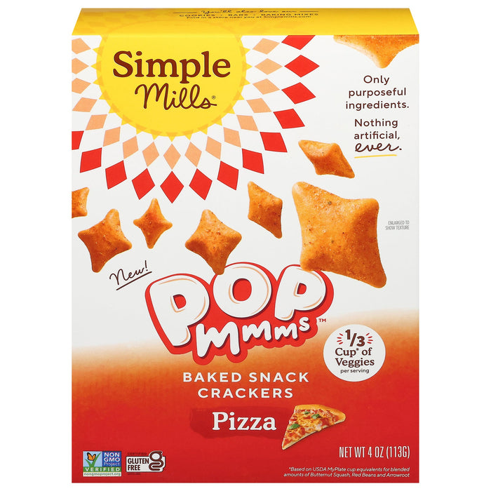 Simple Mills Pizza Pop Mmms Baked Snack Crackers - Pack of 6 (4 oz Bags)